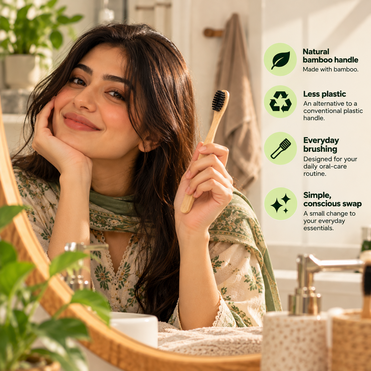 Freysh bamboo toothbrush lifestyle image